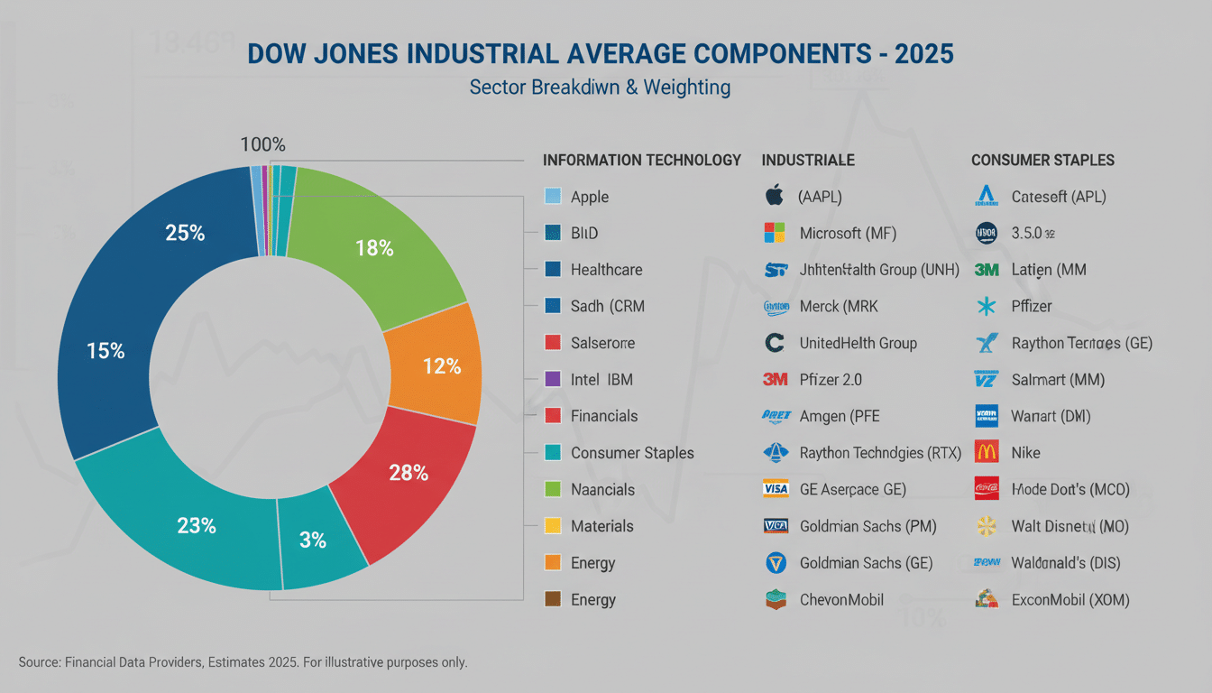 Comprendre la composition du dow jones en 2025 : liste des entreprises et évolutions découvrez la composition du dow jones en 2025, avec une liste détaillée des entreprises qui le composent et les évolutions majeures à connaître pour comprendre cet indice boursier clé.