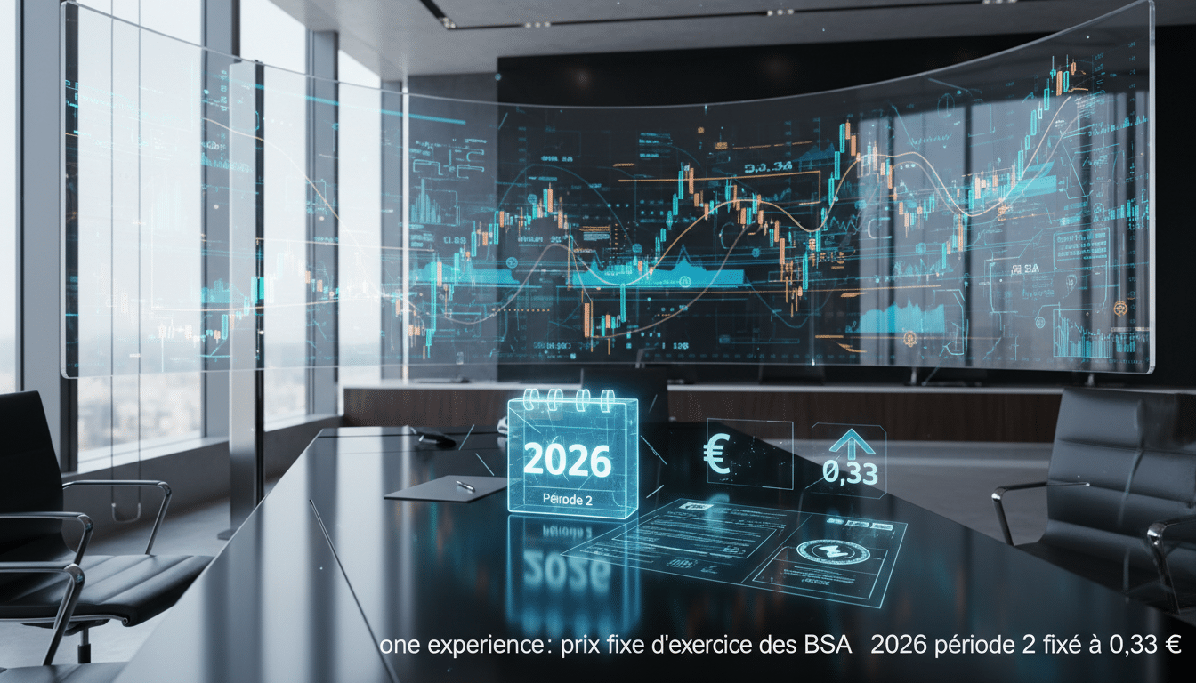 One Experience : Prix fixe d'exercice des BSA 2026 période 2 fixé à 0,33 € découvrez le prix fixe d'exercice des bsa 2026 période 2 de one experience, fixé à 0,33 €. informations essentielles pour les investisseurs et détenteurs de bons.