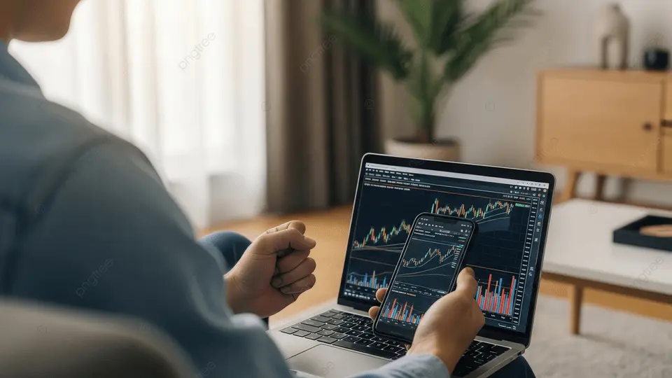 Finance, investissement et optimisation : construire une stratégie durable pour son avenir pngtree person analyzing financial data on a laptop in modern living room image 21013503